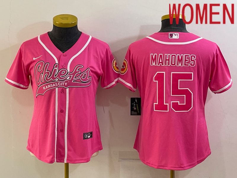 Women Kansas City Chiefs #15 Mahomes Pink 2022 Nike Co branded NFL Jerseys->kansas city chiefs->NFL Jersey